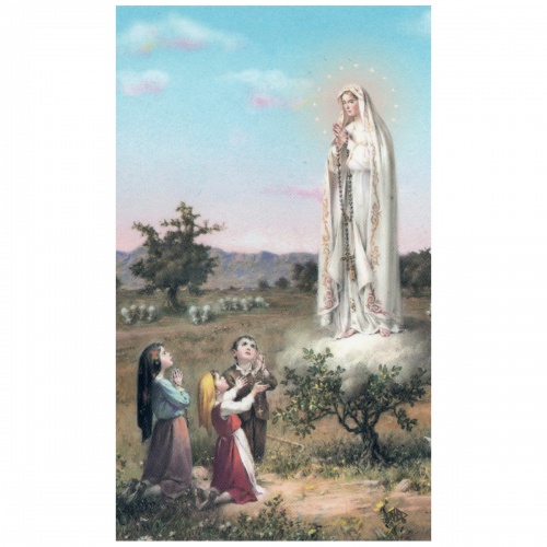 Our Lady Of Fatima With Children 8 Up Prayer Cards Series - Cromo Cards